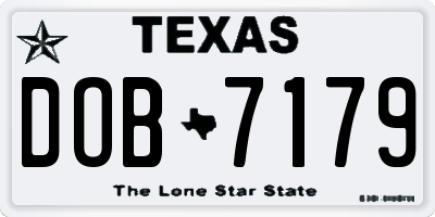 TX license plate DOB7179