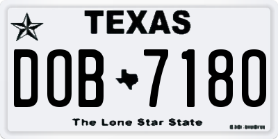 TX license plate DOB7180