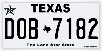 TX license plate DOB7182