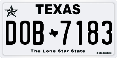 TX license plate DOB7183