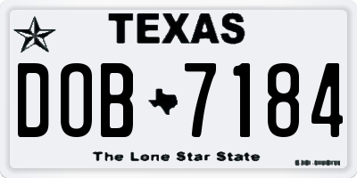 TX license plate DOB7184