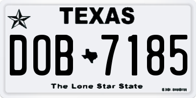 TX license plate DOB7185