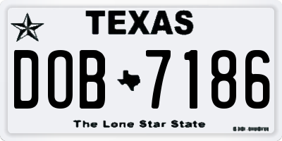 TX license plate DOB7186