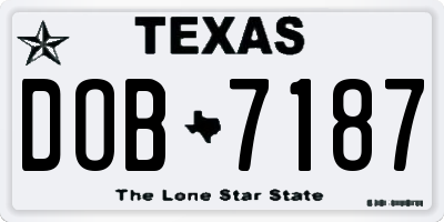TX license plate DOB7187