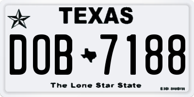 TX license plate DOB7188