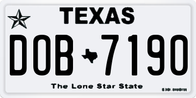 TX license plate DOB7190