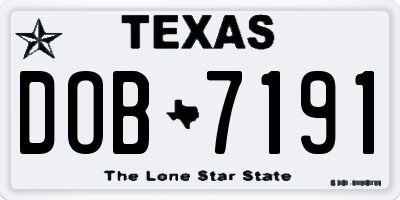 TX license plate DOB7191