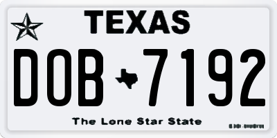 TX license plate DOB7192