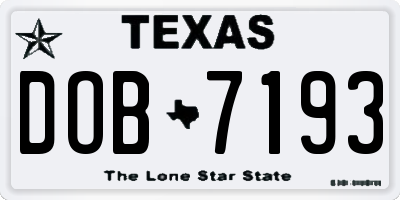 TX license plate DOB7193