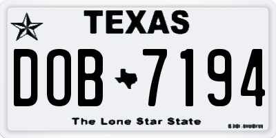 TX license plate DOB7194