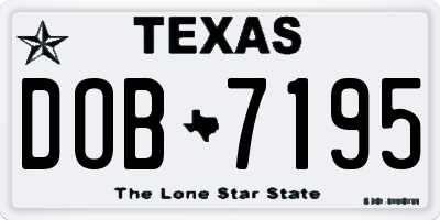 TX license plate DOB7195