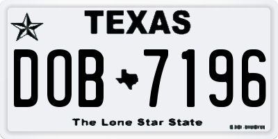 TX license plate DOB7196