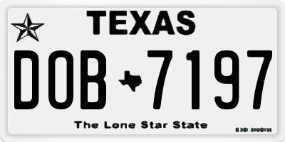 TX license plate DOB7197