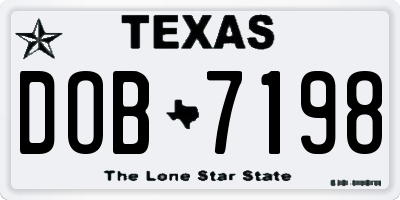 TX license plate DOB7198