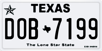 TX license plate DOB7199