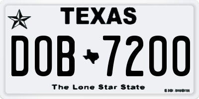 TX license plate DOB7200