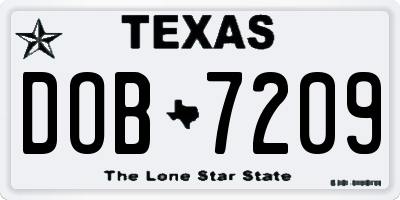 TX license plate DOB7209