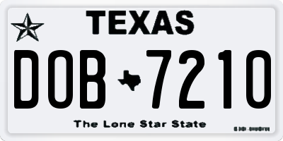 TX license plate DOB7210