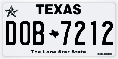 TX license plate DOB7212