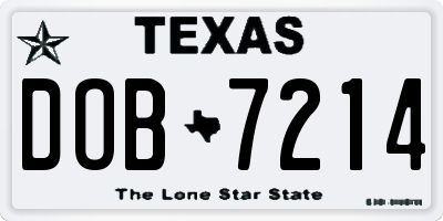 TX license plate DOB7214