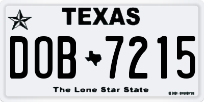 TX license plate DOB7215
