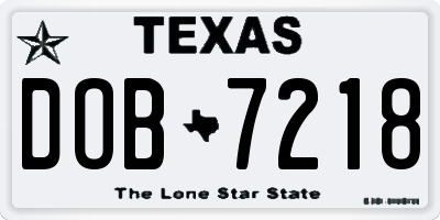 TX license plate DOB7218