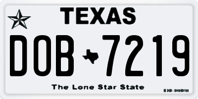TX license plate DOB7219