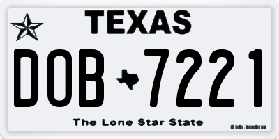 TX license plate DOB7221