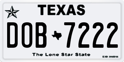 TX license plate DOB7222