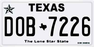 TX license plate DOB7226