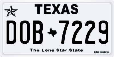TX license plate DOB7229