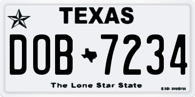 TX license plate DOB7234