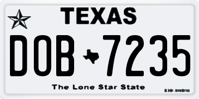 TX license plate DOB7235
