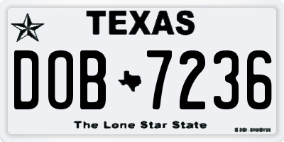 TX license plate DOB7236