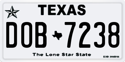 TX license plate DOB7238