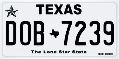 TX license plate DOB7239