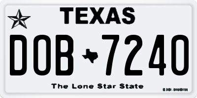 TX license plate DOB7240
