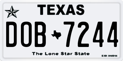 TX license plate DOB7244