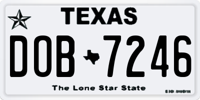 TX license plate DOB7246