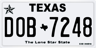 TX license plate DOB7248