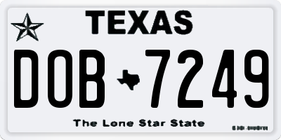 TX license plate DOB7249