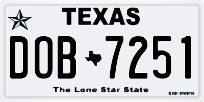TX license plate DOB7251