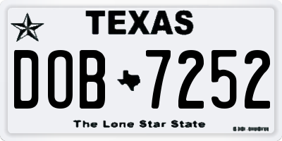 TX license plate DOB7252