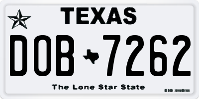 TX license plate DOB7262