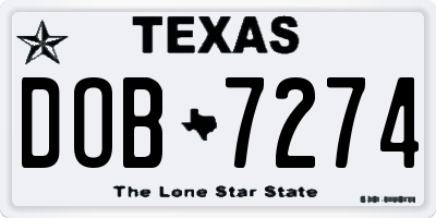 TX license plate DOB7274