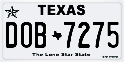 TX license plate DOB7275