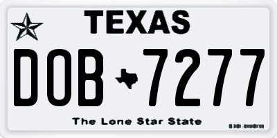 TX license plate DOB7277