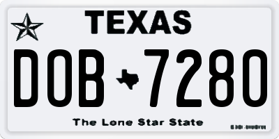 TX license plate DOB7280