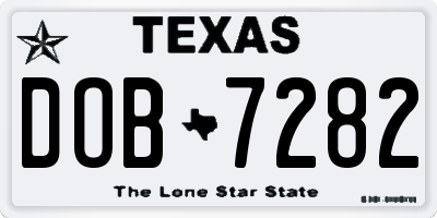 TX license plate DOB7282