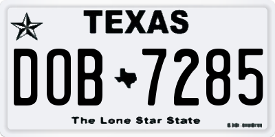 TX license plate DOB7285